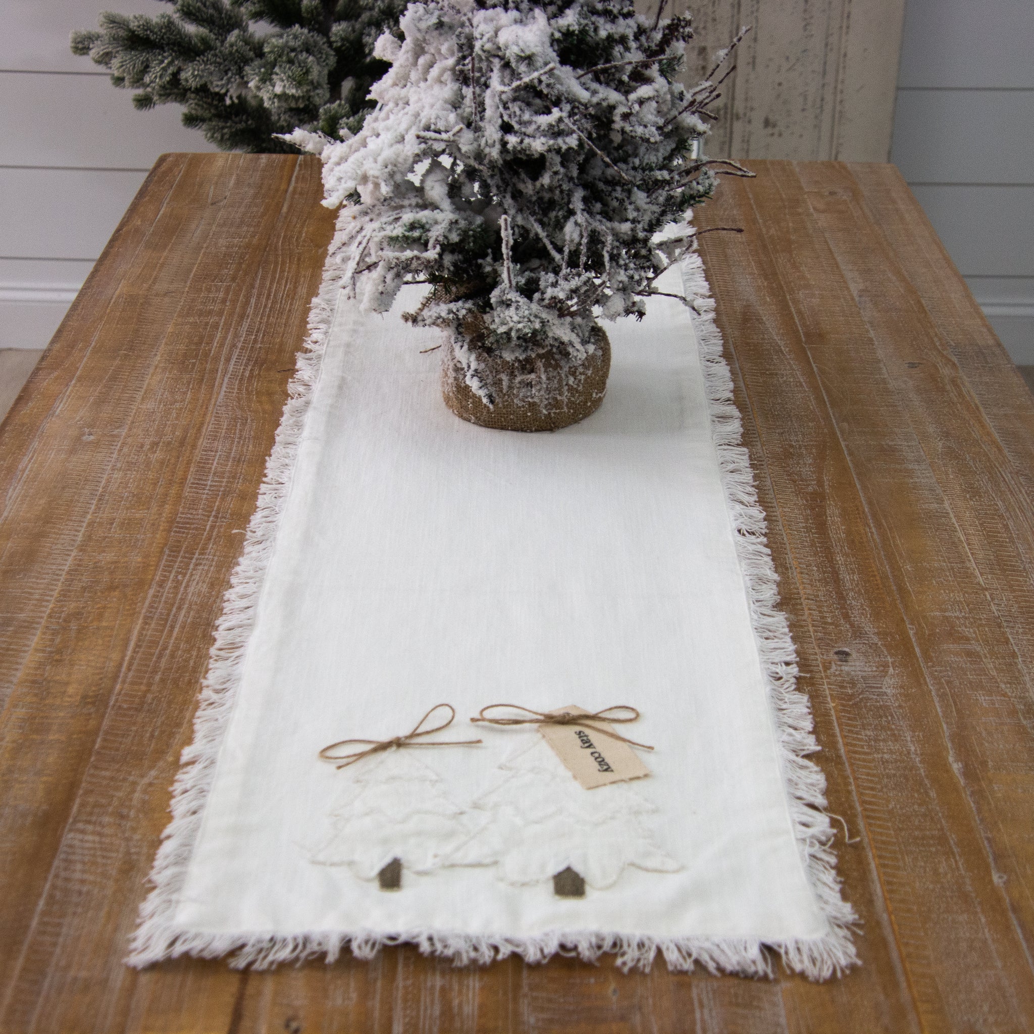 Table Runner - Raggedy Trees with Fabric Tag
