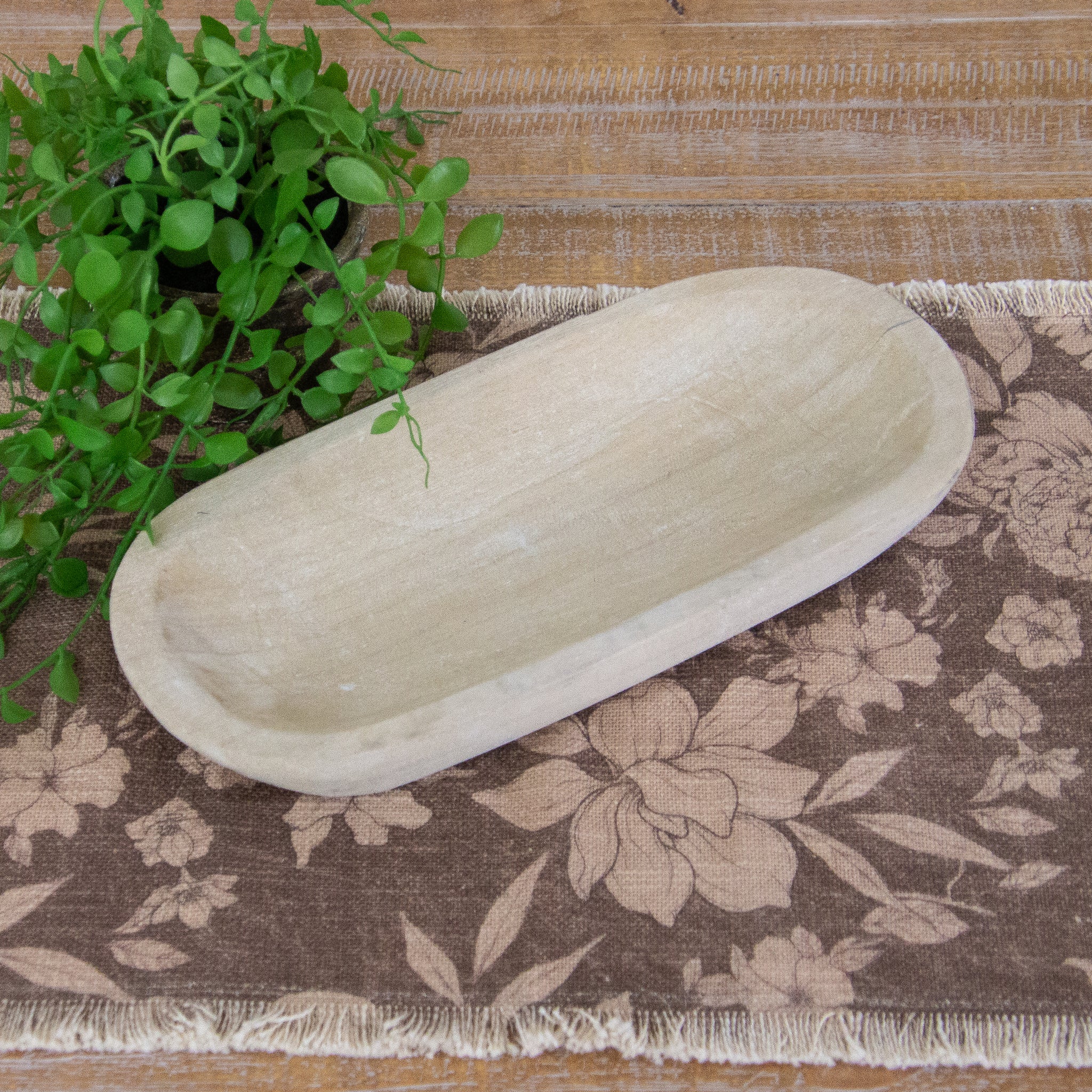 Raw Wood Oval Wooden Tray, Sm