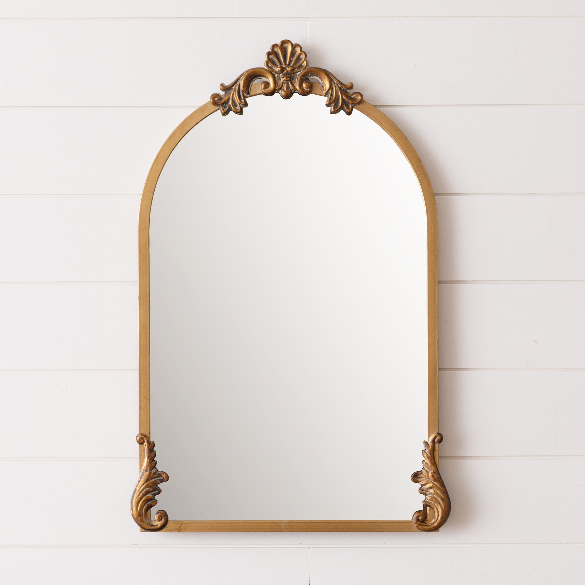 Metal Wall Mirror With Scallop Accents