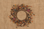 WREATH - BERRY - MIXED  FABRIC STARS