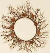 WREATH - BERRY - MIXED  RUSTY STARS  CREAM