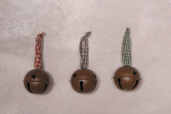 ORNAMENT  BELL - PRIMITIVE  HOMESPUN TIE