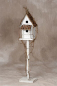 Birdhouse - Cottage  Post  Wood  White  Os