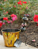 FLOWER POT - ANT WITH SHOVEL  MUSTARD