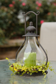 Candle Holder With Hurricane Glass-Hangs Or Sits