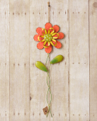 Garden Stake - Red & Yellow Flower