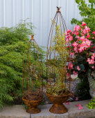 Flower Stand With Bird - Rusty  Nested