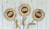 Fabric Sunflowers On Wooden Stems - Love, Hope, Faith