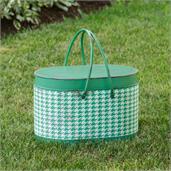 Basket - Vintge Green Metal, Picnic