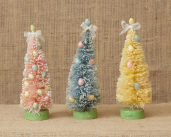 BOTTLE BRUSH TREES - PINK  YELLOW  BLUE WITH EGGS