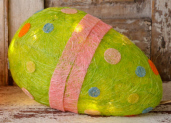 ELECTRIC LIGHT - SISAL EGG  GREEN W/ DOTS