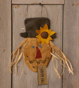 SCARECROW HEAD WITH SUNFLOWER - HAPPY FALL