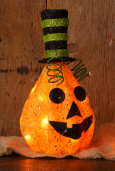 Jack-O-Lantern With Top Hat And 10 Lights