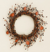 BERRIES WITH TIN PUMPKINS - WREATH  TWIG BASE