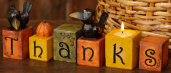 WORD BLOCKS - CROWS TEALIGHT HOLDER THANKS