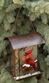 BIRD FEEDER - CARDINAL GLASS FRONT PANEL