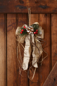 Burlap Bow W/Pinecone Brn
