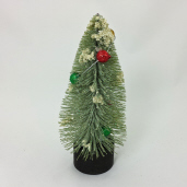 BOTTLE BRUSH TREE W/ORNAMENTS  GRN