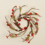 CANDLE RING -  RED & WHITE BERRIES