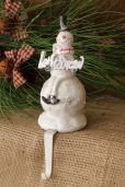 Snowman Stocking Hanger - Vintage  Glittered