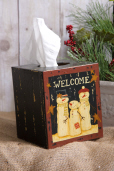 TISSUE BOX COVER - SNOW FAMILY  WELCOME