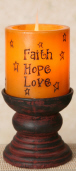 HOLLOW WAX CYLINDER - FAITH  HOPE  LOVE