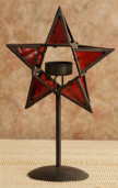 Candle Holder - Tealight, Black Base, Red Glass
