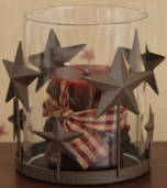 Candle Holder - Brown Star Base, Clear Hurricane