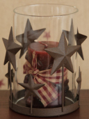 Candle Holder - Brown Star Base, Clear Hurricane