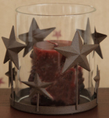 Candle Holder - Brown Star Base, Clear Hurricane