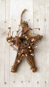 Twig Star - W/Dark Tan Berry Wreath & Rusty Stars