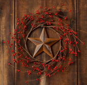 Wreath - Burgundy Berries W/Rusty Star
