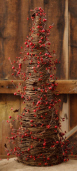 TWIG CONE TREE - BURGUNDY BERRIES & RUSTY STARS