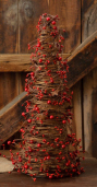 TWIG CONE TREE - BURGUNDY BERRIES & RUSTY STARS