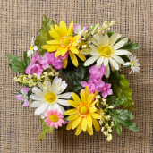 CANDLE RING - DAISIES  MULTI-COLORED
