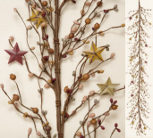 GARLAND - PRIMITIVE BERRY  TIN STARS