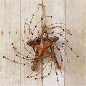 Wreath - Twig Star W/Tan Berry & Rusty Star