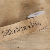 BURLAP RIBBON - FAITH  HOPE  LOVE