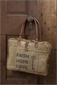 Classic Vintage Canvas Handbag - Faith, Hope, Love