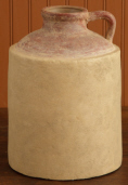 POTTERY - JUG  BURGUNDY & TAN  DISTRESSED