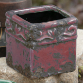 Pottery - Flower Pot  Square  Burgundy