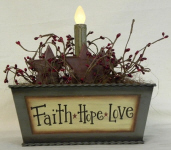 Faith Hope Love - Tin Box W/ Led Candle Light