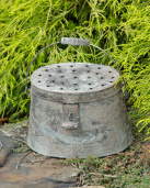 Fishing Pail - Grungy  Antique Grey & Red