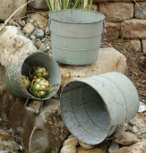 Grungy  Buckets W/Wood Handles