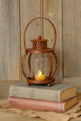 CANDLE HOLDER W/GLASS INSERT - CHICKEN
