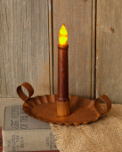 CANDLE HOLDER - FLUTED OVAL  TAPER  RUST