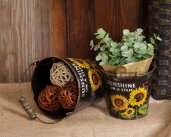 Sunflowers - Round Buckets W/Handle