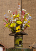 BIRDHOUSE - VINTAGE CAN WITH ROOF  FLOWER POT