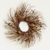 Wreath - Twig  - Berries  Bird Houses & Stars