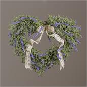 Heart Shaped Wreath On Twig Base - Lavender